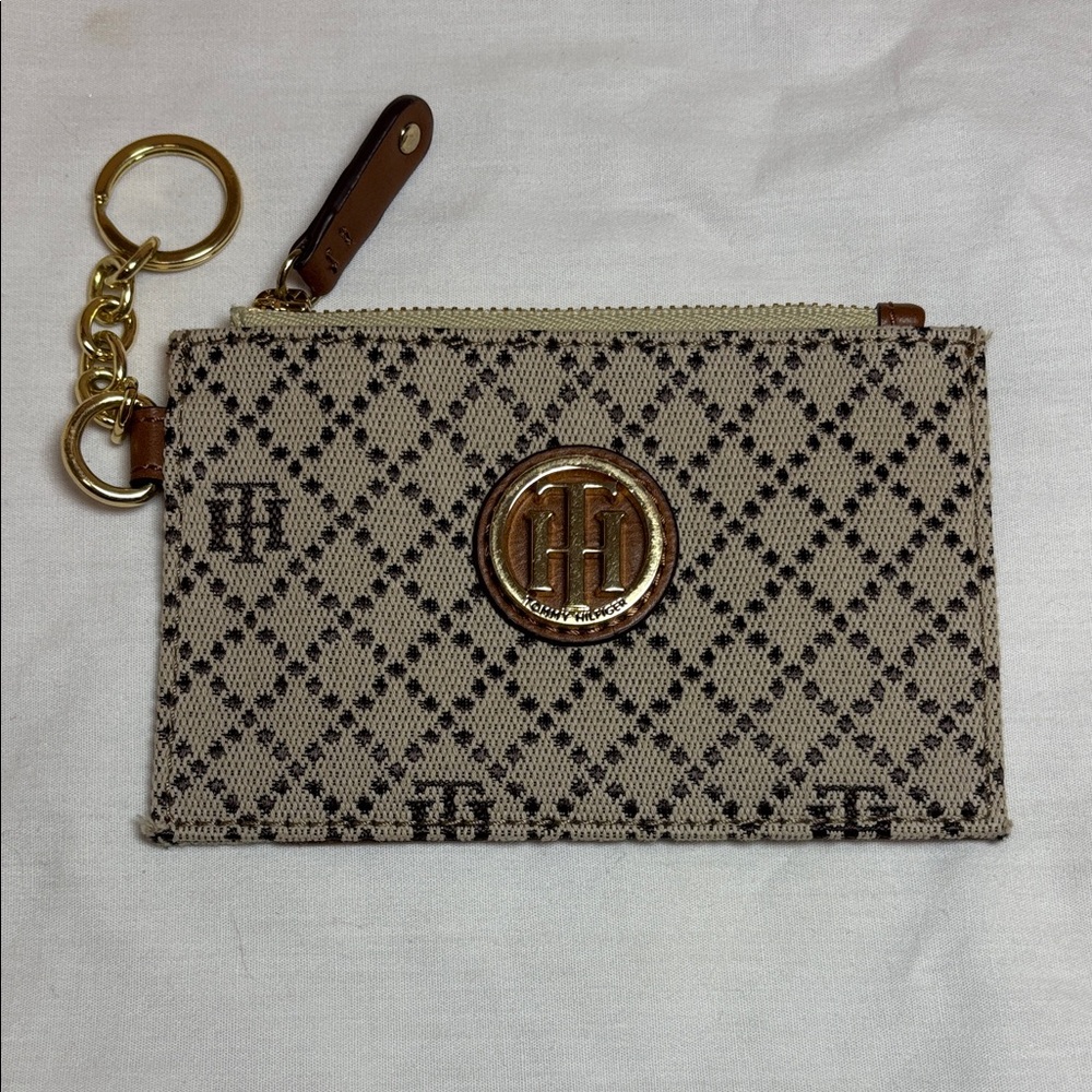 Tommy Hilfiger Signature Monogram Jaquard Card/Coin Keychain